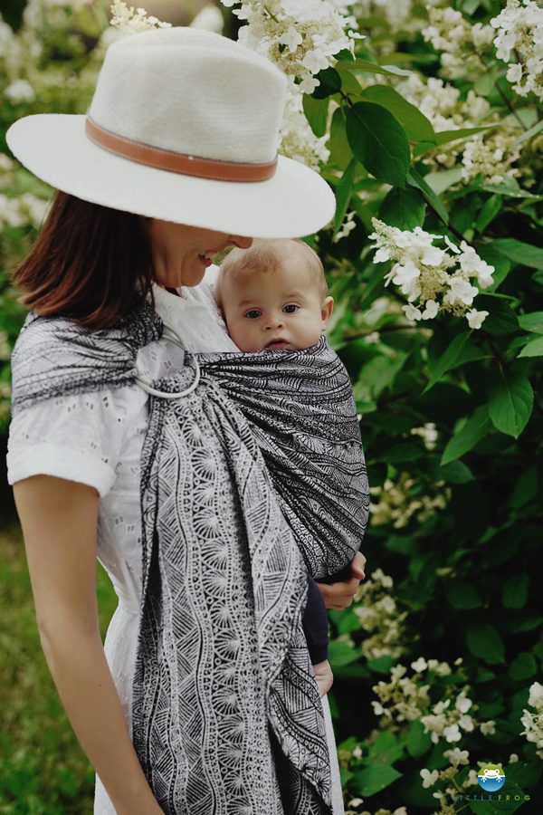 Little Frog jacquard ring sling - Carbon Harmony - size S (1,7 m)