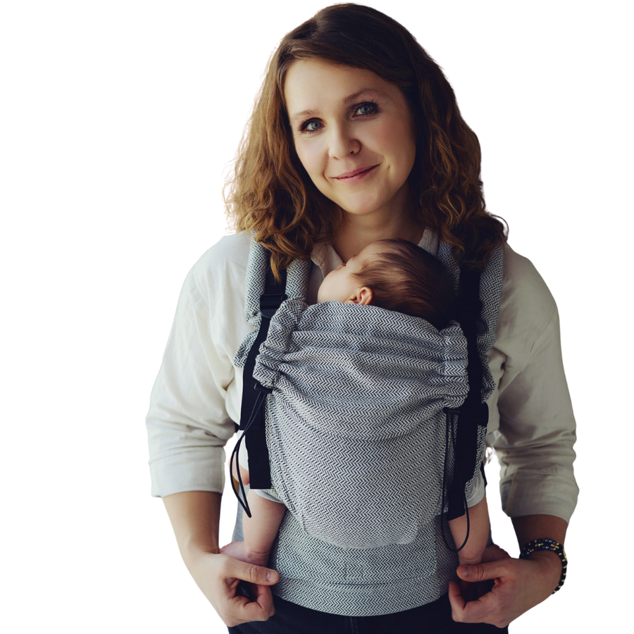Porte-bébé ergonomique Prime Zen Path – Noir et Blanc avec Coton Recyclé