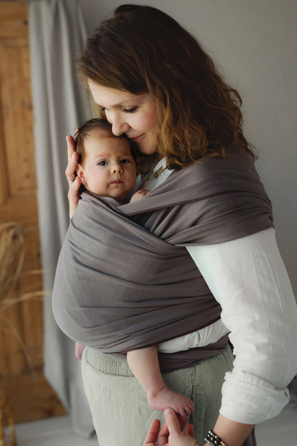 Écharpe extensible Silent Earth – écharpe bébé marron en coton dès la naissance