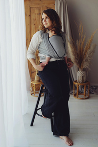 Écharpe de portage Zen Path taille 5 – Écharpe tissée noir & blanc en coton recyclé