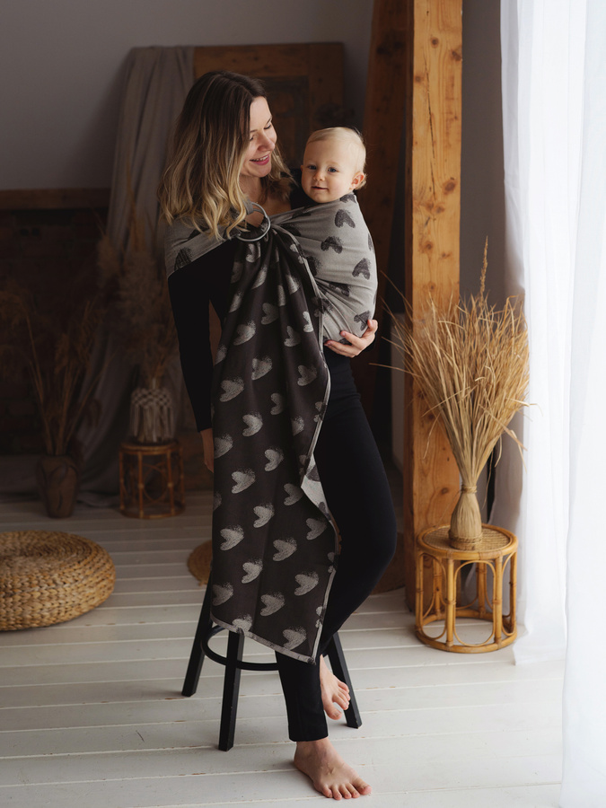 Écharpe ring sling marron Cosy Love taille M – pour bébé et bambin