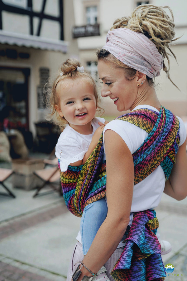 Little Frog jacquard wrap - Prismatic Ethno- size 9 (6,2 m)