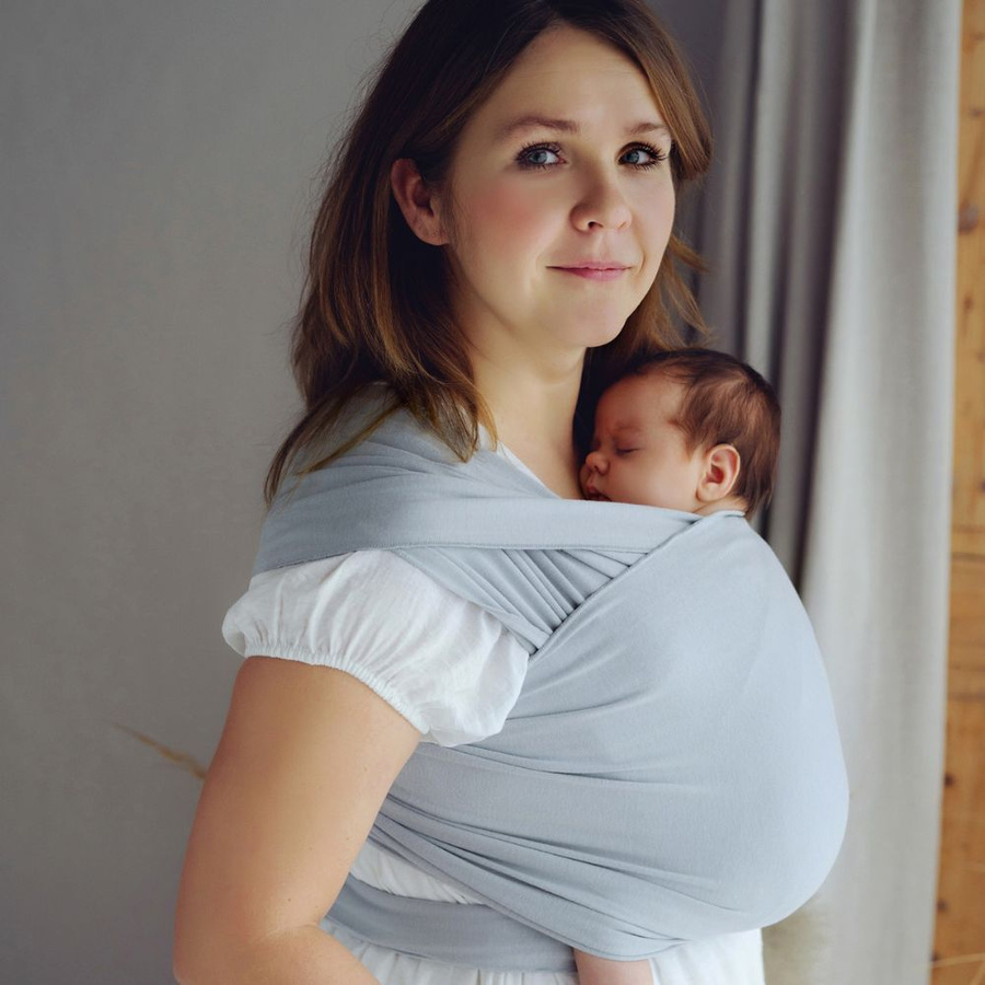 Écharpe extensible Misty Grey DEMO – gris clair en coton pour bébé dès la naissance