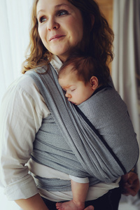 Écharpe de portage Zen Path taille 5 – Écharpe tissée noir & blanc en coton recyclé