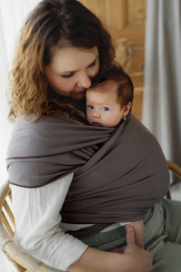 Écharpe extensible Silent Earth – écharpe bébé marron en coton dès la naissance